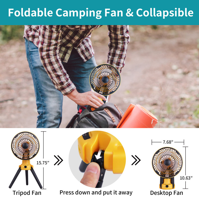 AVV Oscillating Camping Fan With LED Lantern 10400Mah Battery Operated Portable Fan Reviews Wayfair